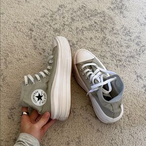 Converse High-Tops in Light Gray and White